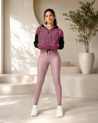 Women’s cropped windbreaker Animal print pink.